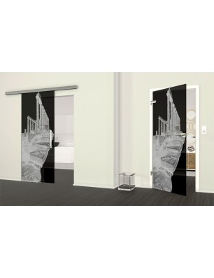 Ganzglastür Greece Gelasert Auf Grauglas