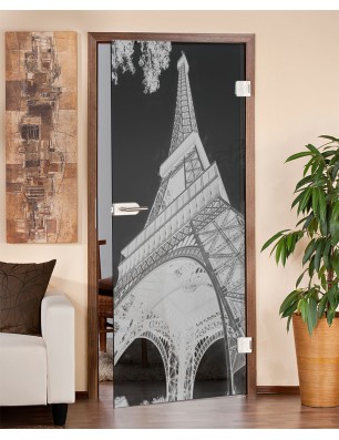 Ganzglastür Eifelturm 3 Gelasert Auf Grauglas