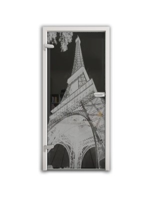 Ganzglastür Eifelturm 3 Gelasert Auf Grauglas