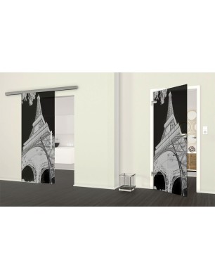 Ganzglastür Eifelturm 3 Gelasert Auf Grauglas