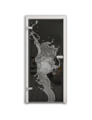 Ganzglastür Erdbeere Gelasert Auf Grauglas