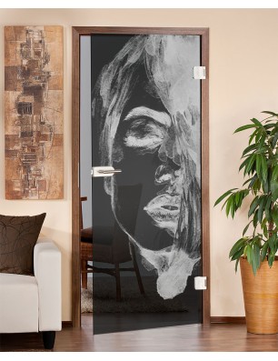 Ganzglastür Silhuette II Gelasert Auf Grauglas