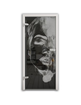 Ganzglastür Silhuette II Gelasert Auf Grauglas