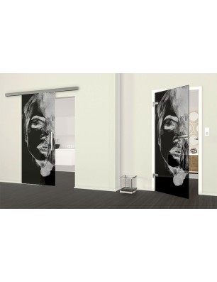 Ganzglastür Silhuette II Gelasert Auf Grauglas