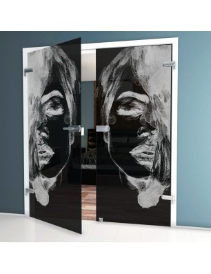 Ganzglastür Silhuette II Gelasert Auf Grauglas