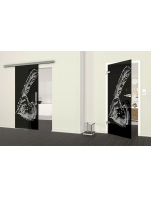 Ganzglastür Sign Gelasert Auf Grauglas