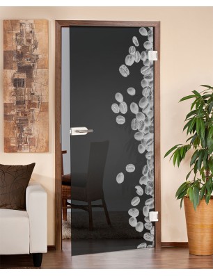 Ganzglastür Kaffeebohnen III Gelasert Auf Grauglas