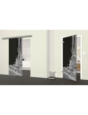 Ganzglastür Wellness 4 Gelasert Auf Grauglas