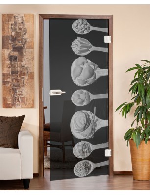 Ganzglastür Pasta Gelasert Auf Grauglas