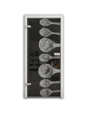 Ganzglastür Pasta Gelasert Auf Grauglas