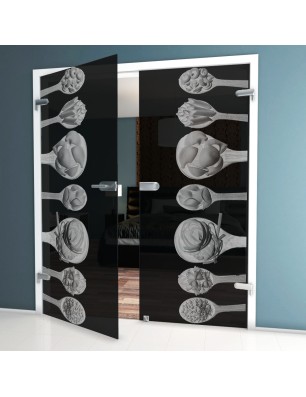 Ganzglastür Pasta Gelasert Auf Grauglas