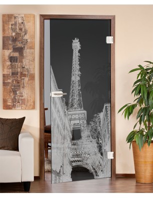 Ganzglastür Eifelturm 4 Gelasert Auf Grauglas