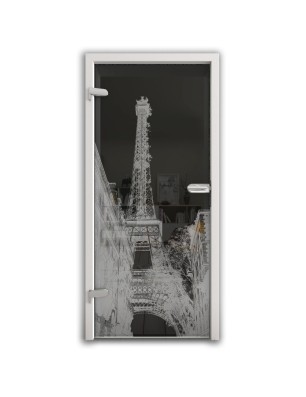 Ganzglastür Eifelturm 4 Gelasert Auf Grauglas