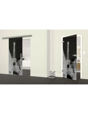 Ganzglastür Eifelturm 4 Gelasert Auf Grauglas