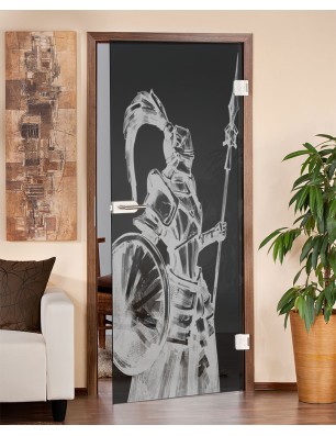 Ganzglastür Krieger Gelasert Auf Grauglas