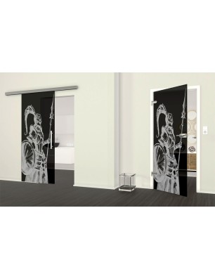 Ganzglastür Krieger Gelasert Auf Grauglas