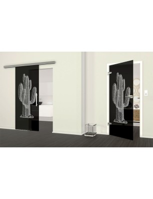 Ganzglastür Kaktus Gelasert Auf Grauglas