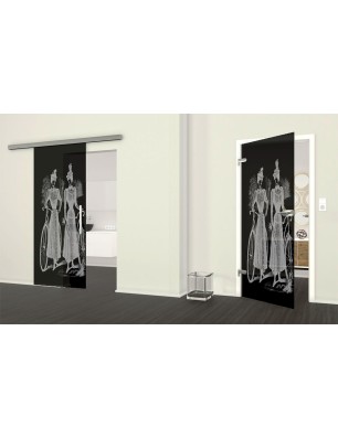 Ganzglastür Fahrrad Gelasert Auf Grauglas