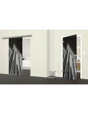 Ganzglastür Bank Gelasert Auf Grauglas