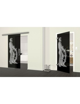 Ganzglastür Kapitän II Gelasert Auf Grauglas