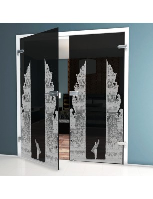 Ganzglastür Cross Gelasert Auf Grauglas