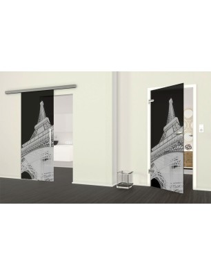 Ganzglastür Eifelturm Gelasert Auf Grauglas