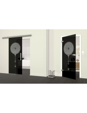 Ganzglastür Orange Gelasert Auf Grauglas