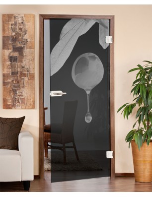 Ganzglastür Olive Gelasert Auf Grauglas