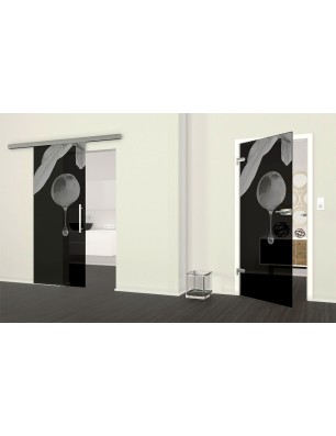 Ganzglastür Olive Gelasert Auf Grauglas