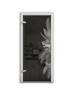 Ganzglastür Tropical I Gelasert Auf Grauglas