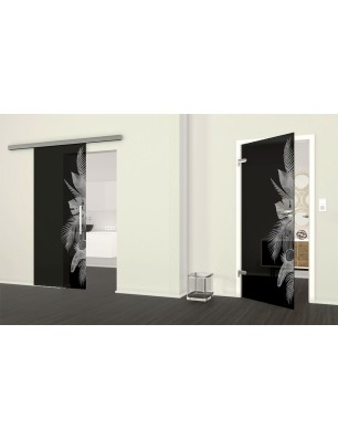 Ganzglastür Tropical I Gelasert Auf Grauglas