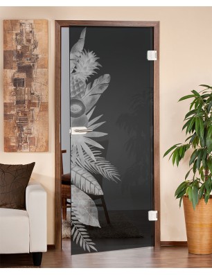 Ganzglastür Tropical II Gelasert Auf Grauglas