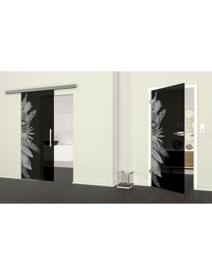 Ganzglastür Tropical II Gelasert Auf Grauglas