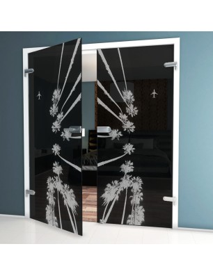 Ganzglastür California Gelasert Auf Grauglas