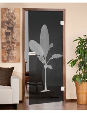 Ganzglastür Banana Gelasert Auf Grauglas