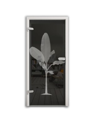 Ganzglastür Banana Gelasert Auf Grauglas