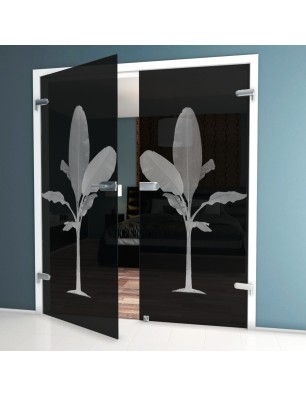 Ganzglastür Banana Gelasert Auf Grauglas