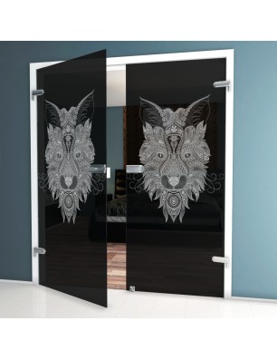 Ganzglastür Wolf 6 Gelasert Auf Grauglas