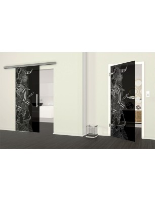 Ganzglastür Kid Misc Gelasert Auf Grauglas