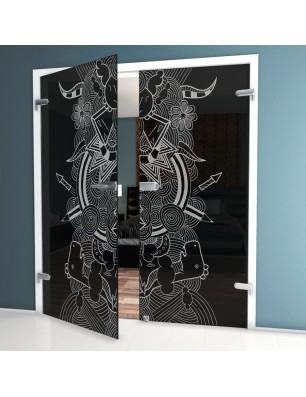 Ganzglastür Kid Misc Gelasert Auf Grauglas