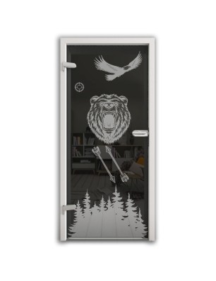 Ganzglastür Wild Life Gelasert Auf Grauglas