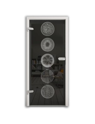 Ganzglastür Fruits Gelasert Auf Grauglas