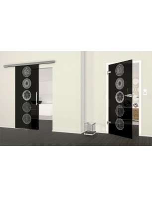 Ganzglastür Fruits Gelasert Auf Grauglas