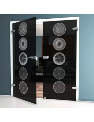 Ganzglastür Fruits Gelasert Auf Grauglas