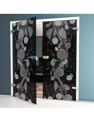 Ganzglastür Fruits 2 Gelasert Auf Grauglas