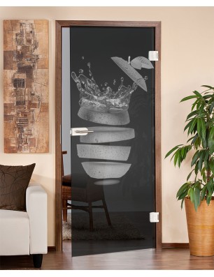 Ganzglastür Fruits 3 Gelasert Auf Grauglas