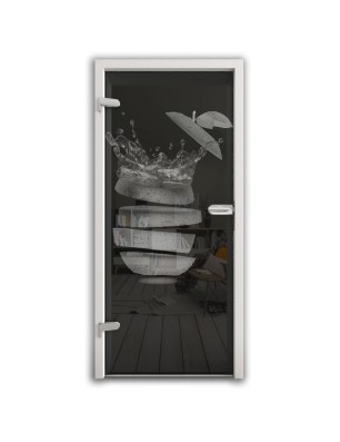 Ganzglastür Fruits 3 Gelasert Auf Grauglas