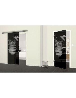 Ganzglastür Fruits 3 Gelasert Auf Grauglas