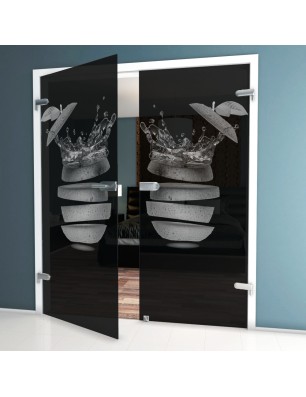 Ganzglastür Fruits 3 Gelasert Auf Grauglas