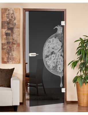 Ganzglastür Fruits 4 Gelasert Auf Grauglas